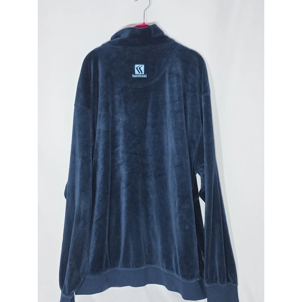 VINTAGE Karl Kani Jacket XL‎ Navy Velour Track Jacket Full Zipper Coat Outdoors